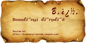 Bossányi Árpád névjegykártya