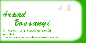 arpad bossanyi business card