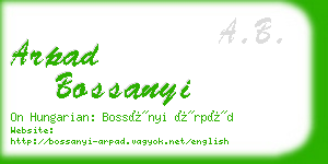 arpad bossanyi business card
